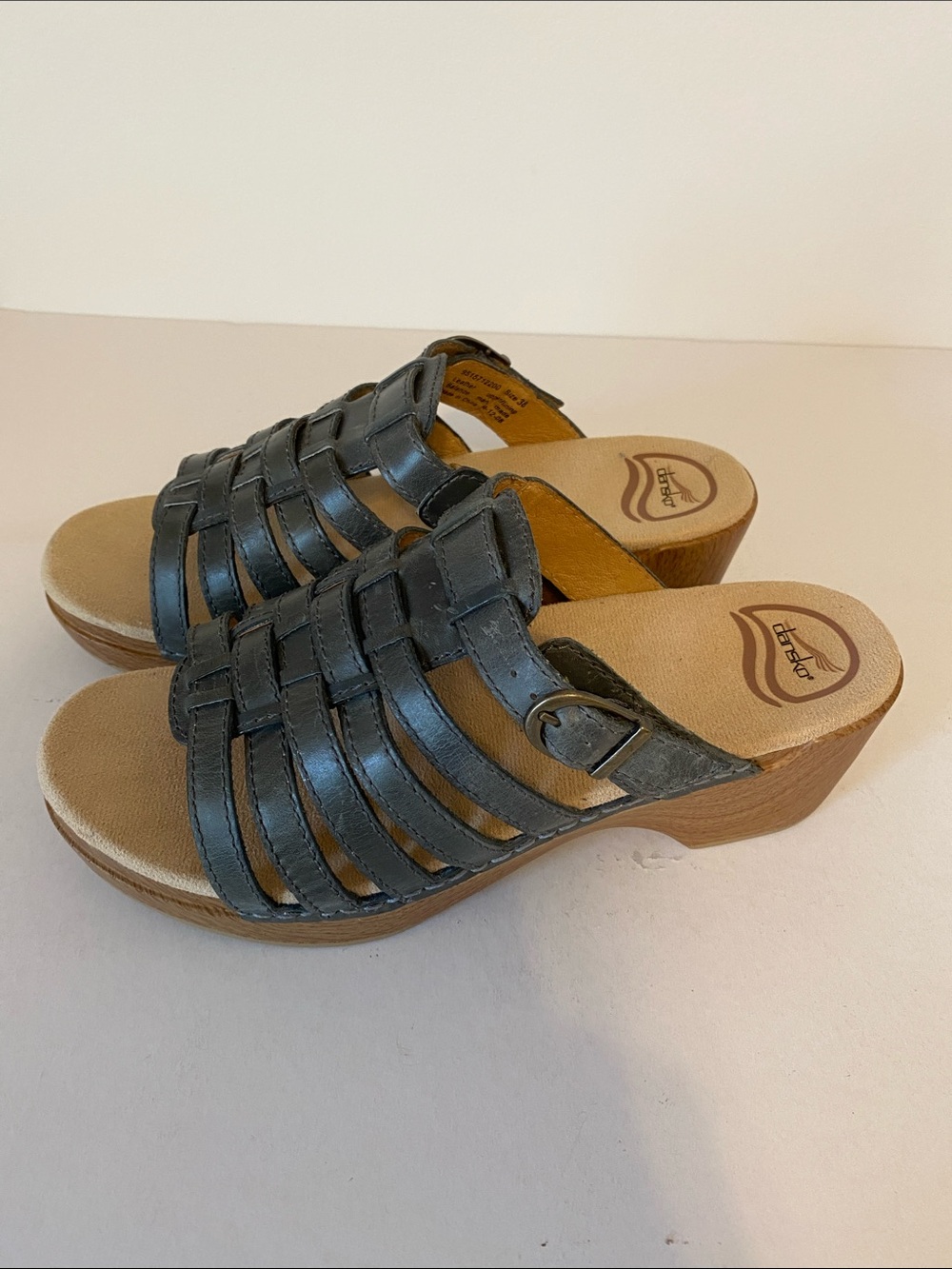 Dansko Gray Woven Leather Clog Sandals - Size 38